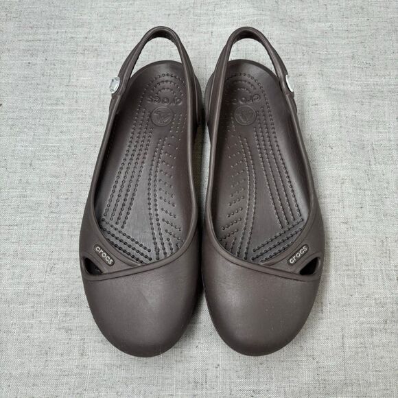 Crocs Olivia Gem Slingback Flats Brown Slip On Women’s Size 7 - Picture 3 of 10